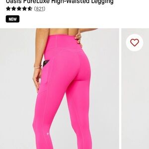 Fabletics LIGHT Pink High-Waisted Oasis PureLuxe Leggings with Pockets
